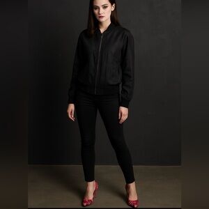 Harlowe & Graham Elegant Black Bomber Jacket